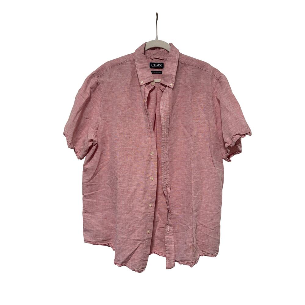 Chaps XL Pink Linen Cotton Button Down Shirt - Picture 2 of 7